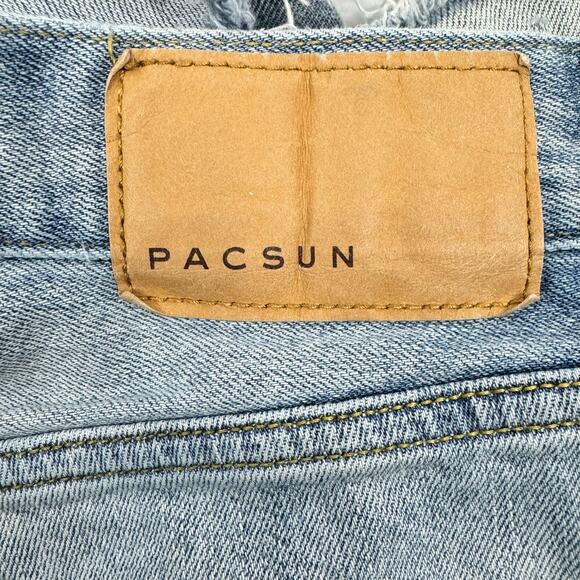 PacSun Mens Slim Fit Tapered Leg Light Ripped Distressed Jeans Light Wash 29x30* - Picture 11 of 13